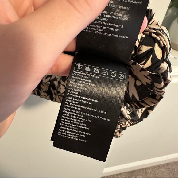 Ba&sh Black Cream Floral Printed Button Front Tie Front Blouse Top XS - Picture 8 of 12